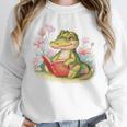 Crocodile Reading Book Watercolor Flowers Kids Unisex Sweatshirt Crocodile Reading Book Watercolor Flowers Kids Unisex Sweatshirt