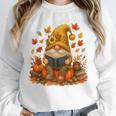 Cute Autumn Gnome Reading Pumpkin Book Lover Unisex Sweatshirt