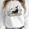 Cute Cat Flower Garden Book Kitty Reading Floral Men Women Girls Kids Unisex Sweatshirt