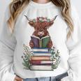 Cute Highland Cow With Book Floral Bookworm Librarian Book Unisex Sweatshirt Cute Highland Cow With Book Floral Bookworm Librarian Book Unisex Sweatshirt