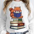 Cute Kawaii Kids Reading Books Glasses Red Panda Lover Unisex Sweatshirt
