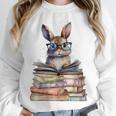Cute Reading Bunny With Glasses Books Bookworm Reader Book Premium Tri-Blend Unisex Sweatshirt