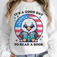 A Good Day To Read a Book Reading Eagle With American Flag Unisex Sweatshirt