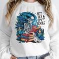 Hot Tea & Spicy Books Skeleton Reader Unisex Sweatshirt Hot Tea & Spicy Books Skeleton Reader Unisex Sweatshirt
