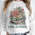 Leer ES Poder Cute Floral Spanish Teacher Book Reading Unisex Sweatshirt