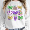 Mardi Gras Teacher Coquette Bow Pencil Apple Book Women Girl Unisex Sweatshirt