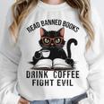 Read Banned Books Drink Coffee Fight Evil Retro Cat Unisex Sweatshirt Read Banned Books Drink Coffee Fight Evil Retro Cat Unisex Sweatshirt