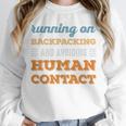 Running On Backpacking Social Introvert Humor Vintage Unisex Sweatshirt