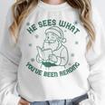 He Sees What You'Ve Been Reading Christmas Bookish Santa Premium Tri-Blend Unisex Sweatshirt He Sees What You'Ve Been Reading Christmas Bookish Santa Premium Tri-Blend Unisex Sweatshirt