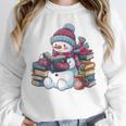 Snowman Reading Book Lovers Christmas Bookworm Librarian Unisex Sweatshirt