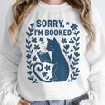 Sorry I'm Booked Cat Reading Book Boho Flowers Vintage Unisex Sweatshirt