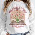 Unearth a Story 2026 Summer Reading Program Flowers Book Premium Tri-Blend Unisex Sweatshirt
