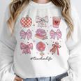 Valentine Teacher Cute Bows Apple Globe Pencil Books Art Unisex Sweatshirt