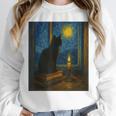 Van Gogh Starry Night Art Cat And Book Lovers Unisex Sweatshirt Van Gogh Starry Night Art Cat And Book Lovers Unisex Sweatshirt