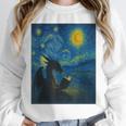 Van Gogh Starry Night Fantasy Reader Dragon Reading Book Unisex Sweatshirt