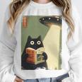Vintage Japanese Cat Book Lovers UFO Alien Abduction Cat Dad Unisex Sweatshirt Vintage Japanese Cat Book Lovers UFO Alien Abduction Cat Dad Unisex Sweatshirt