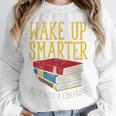 Wake Up Smarter Librarian Book Stack Premium Tri-Blend Unisex Sweatshirt