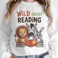 Wild About Reading Zoo Animals For Bookworm Book Reader Unisex Sweatshirt