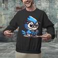 Adorable Book Lover Blue Jay With Reading Glasses Cute Unisex Sweatshirt
