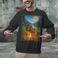 Bigfoot And Alien Reading Books Campfire Halloween Unisex Sweatshirt