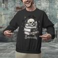 Boo Skeleton Skull Books Halloween Women School Teacher Kid Unisex Sweatshirt