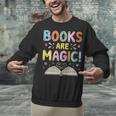 Books Are Magic Whimsical Retro Bookworm Unisex Sweatshirt