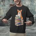 Bookworm Corgi Reading Books Drinking Coffee Dog Lover Unisex Sweatshirt