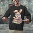 Bunny Rabbit Reading Books Rabbit Books Bunny Reader Unisex Sweatshirt