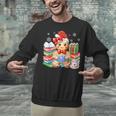 Christmas Gingerbread Man Reading Book Snowflake Teacher Unisex Sweatshirt