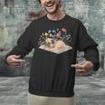 Color Floral Cute Pug Dog On Book Reading Bookworm Reader Unisex Sweatshirt