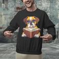 Cute Dog Boxer Reading Book Unisex Sweatshirt