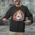 Cute Ghost Drinking Coffee Halloween Reading Book Retro Unisex Sweatshirt Cute Ghost Drinking Coffee Halloween Reading Book Retro Unisex Sweatshirt