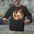 Cute Ghost Reading Book Lovers Halloween Pumpkin Women Girls Unisex Sweatshirt
