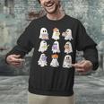 Cute Ghost Reading Books Teacher Halloween Reading Men Women Kids Unisex Sweatshirt