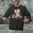 Cute Kitten Bookworm Adorable Cat With Glasses Reading Book Unisex Sweatshirt