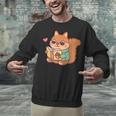 Cute Squirrel Reading A Book Lovers Anime Kawaii Women Kids Unisex Sweatshirt
