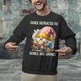 Easily Distracted By Books And Gnomes Book Reading Gnome Unisex Sweatshirt