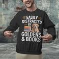 Easily Distracted By Goldens & Books Golden Retriever Dog Unisex Sweatshirt