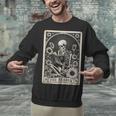 Floral The Reader Tarot Card Skeleton Reading Book Unisex Sweatshirt