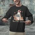 Ghost Reading Book Coquette Bow Halloween Girl Kid Teacher Unisex Sweatshirt