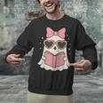 Ghost Reading Book Halloween Cat Lover Unisex Sweatshirt
