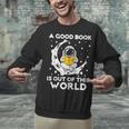 Good Book Is Out Of This World Astronaut Moon Space Reading Unisex Sweatshirt