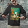 Groovy Ghost Reading Book Cat Halloween Ghost Teacher Unisex Sweatshirt