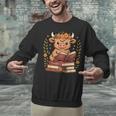 Highland Cow Reading Book Graphic Cow With Book Floral Unisex Sweatshirt