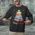 Merry Bookmas Book Christmas Tree Lights Xmas Men Women Kids Unisex Sweatshirt