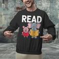 Pig Elephant Reading Cute Book Lover Bookworm Boys Girls Kid Unisex Sweatshirt