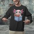 Readsalotl Axolotl Reading Book Lover Reading Pocket Axolotl Unisex Sweatshirt