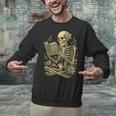 Skeleton Book Floral Skull Halloween Teacher Costume Unisex Sweatshirt