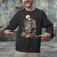Skeleton Reading Book Halloween Bookworm Bibliophile Reader Unisex Sweatshirt