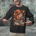 Squirrel Reading Book Lovers Fall Leaves Library Books Unisex Sweatshirt